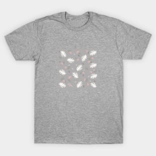 Palms Pattern silver, white, pink, leaves, tropical , fall TeePublic T-Shirt